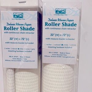 Brand new in box coated Woven Roller Shades. Purchased from Country Curtains.